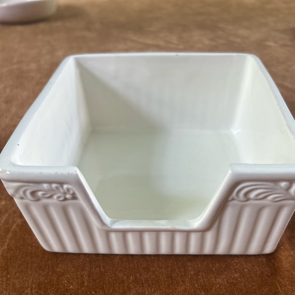 White Ceramic Square napkin holder